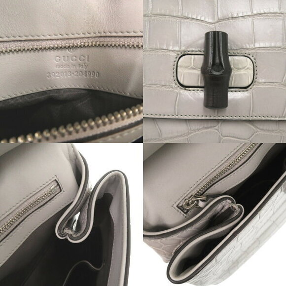 Gucci Daily Bamboo Crocodile Gray Handbag Shoulder Bag - Picture 8 of 8